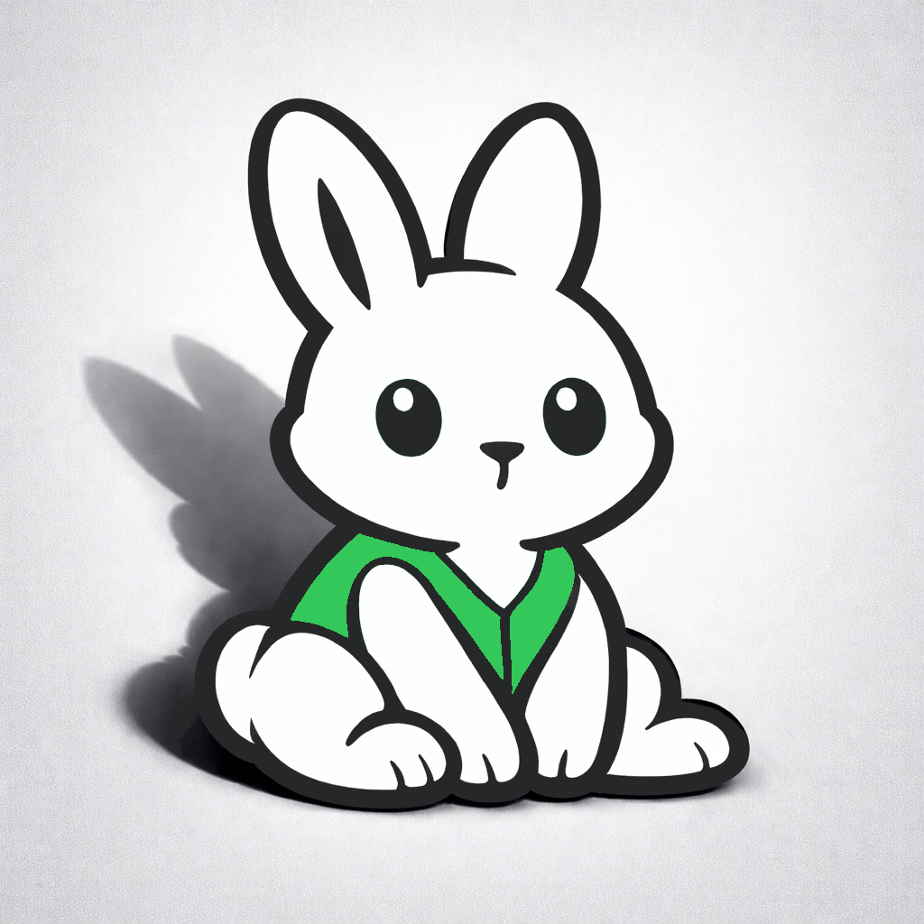 Remi the rabbit mascot, a small white rabbit in a green vest who lives inside the reminder app